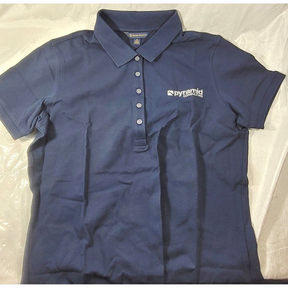 Brooks Brothers Women's Pyramid Consulting Logo Pima Cotton Polo - Blue - M